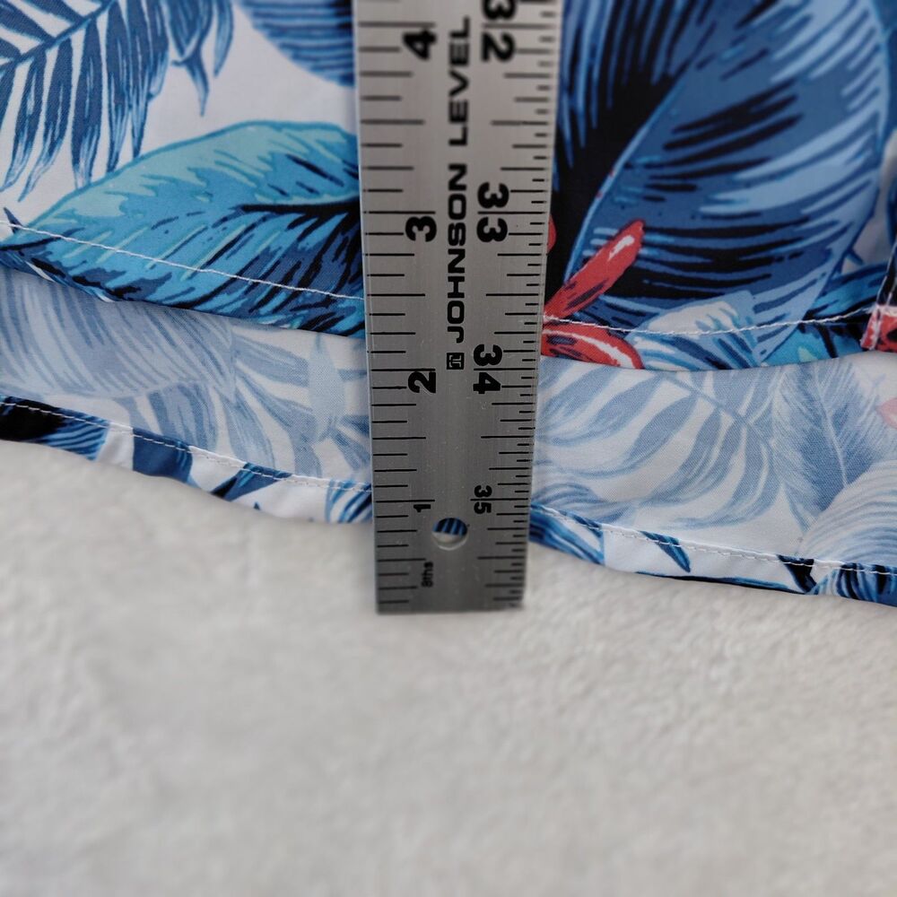 IZOD Saltwater Hawaiian Shirt Mens XL Tall Blue Floral Short Sleeve Graphic AOP - Picture 9 of 10